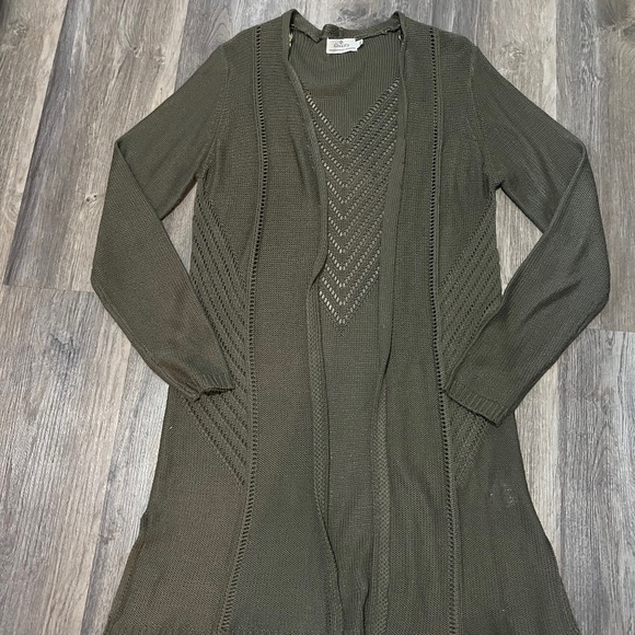 Long olive cardigan size L - Picture 1 of 4